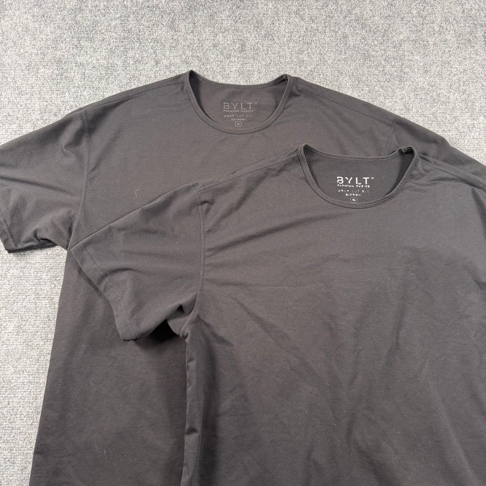 BYLT Drop Cut S/S T-Shirt Mens XL Black BYLT Blend Lot of 2 Curved Hem Athletic